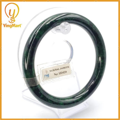 Yingmart 66 mm PNJ133420 Certified Natural Color Dark Green, Black Natural Jadeite Jade Bangle Bracelet, Real Gemstone, Gift for Her Mom