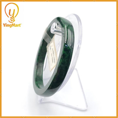 Yingmart 66 mm PNJ125657 Certified Natural Color Dark Green, Black Natural Jadeite Jade Bangle Bracelet, Real Gemstone, Gift for Her Mom