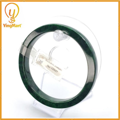 Yingmart 66 mm PNJ125657 Certified Natural Color Dark Green, Black Natural Jadeite Jade Bangle Bracelet, Real Gemstone, Gift for Her Mom