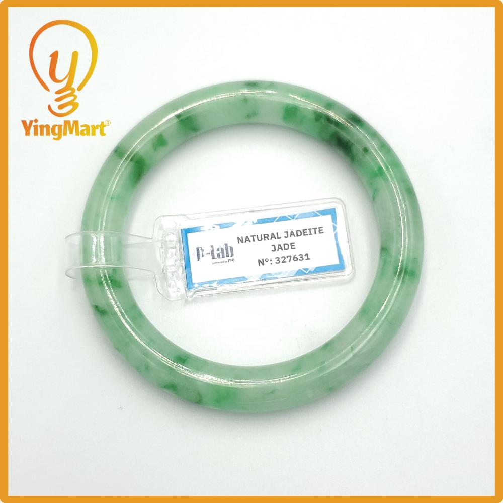 Yingmart 54mm PNJ327631 Certified Natural Color Grey White Natural Jadeite Jade Bangle Bracelet, Real Gemstone, Gift for Her Mom Grandma