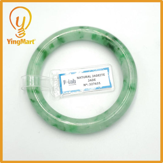 Yingmart 54mm PNJ327631 Certified Natural Color Grey White Natural Jadeite Jade Bangle Bracelet, Real Gemstone, Gift for Her Mom Grandma