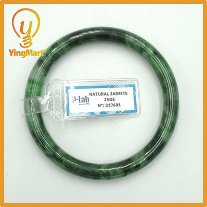 Yingmart 58 mm PNJ317601 Certified Natural Color Grey White Natural Jadeite Jade Bangle Bracelet, Real Gemstone, Gift for Her Mom Grandma