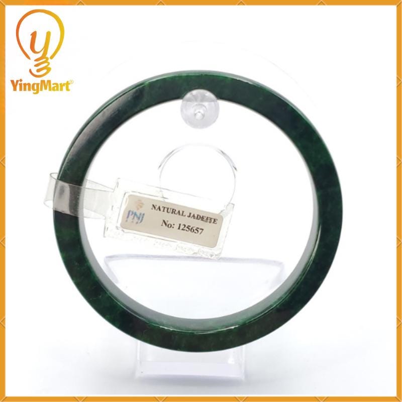 Yingmart 66 mm PNJ125657 Certified Natural Color Dark Green, Black Natural Jadeite Jade Bangle Bracelet, Real Gemstone, Gift for Her Mom