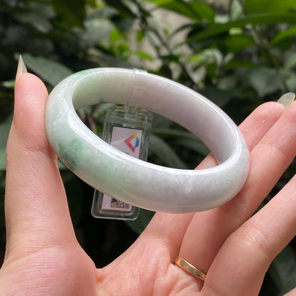 Yingmart 56mm LIULAB449842 Certified Natural Color Green Light Violet White Natural Jadeite Jade Bangle Bracelet, Real Gemstone,Gift for her