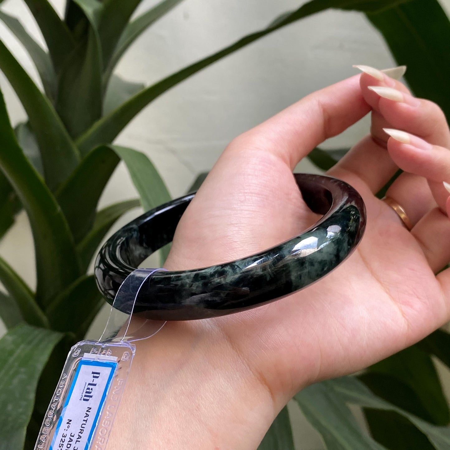 Yingmart 72mm PNJ325775 Certified Natural Color Natural Jadeite Jade Bangle Bracelet, Real Gemstone, Gift for Her Mom Grandma Sister
