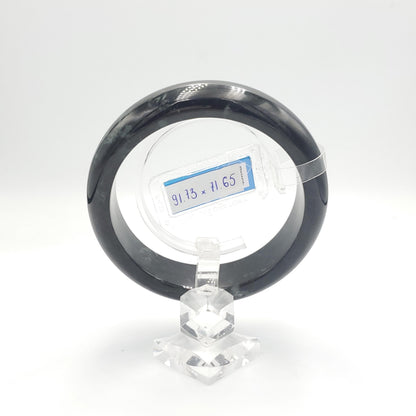 Yingmart 71mm PNJ325807 Certified Natural Color Black Grey Natural Jadeite Jade Bangle Bracelet, Real Gemstone, Gift for Her Mom Grandma