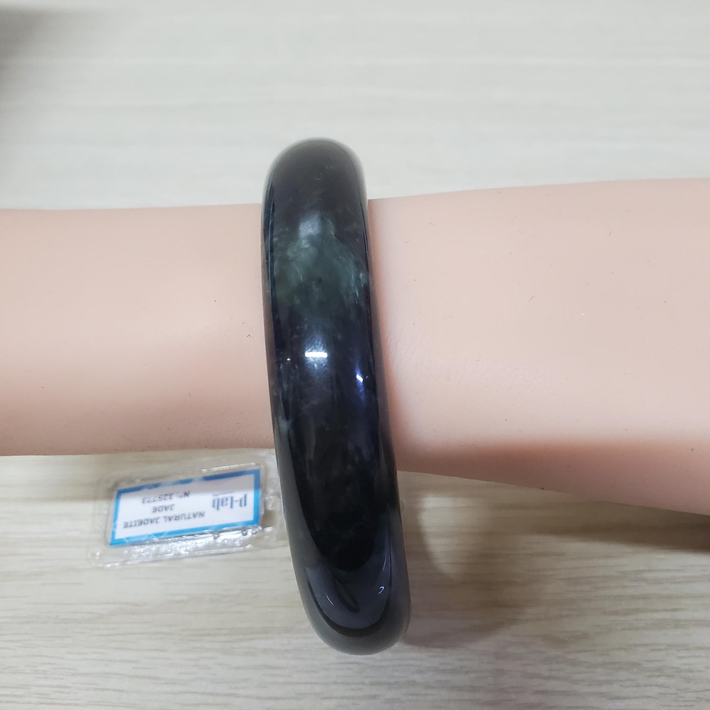 Yingmart 71mm PNJ325773 Certified Natural Color Black Grey Natural Jadeite Jade Bangle Bracelet, Real Gemstone, Gift for Her Mom Grandma