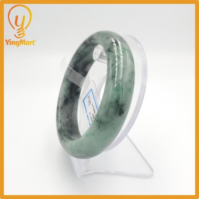 Yingmart 66mm PNJ325762 Certified Natural Color Grey Black Natural Jadeite Jade Bangle Bracelet, Real Gemstone, Gift for Her Mom Grandma
