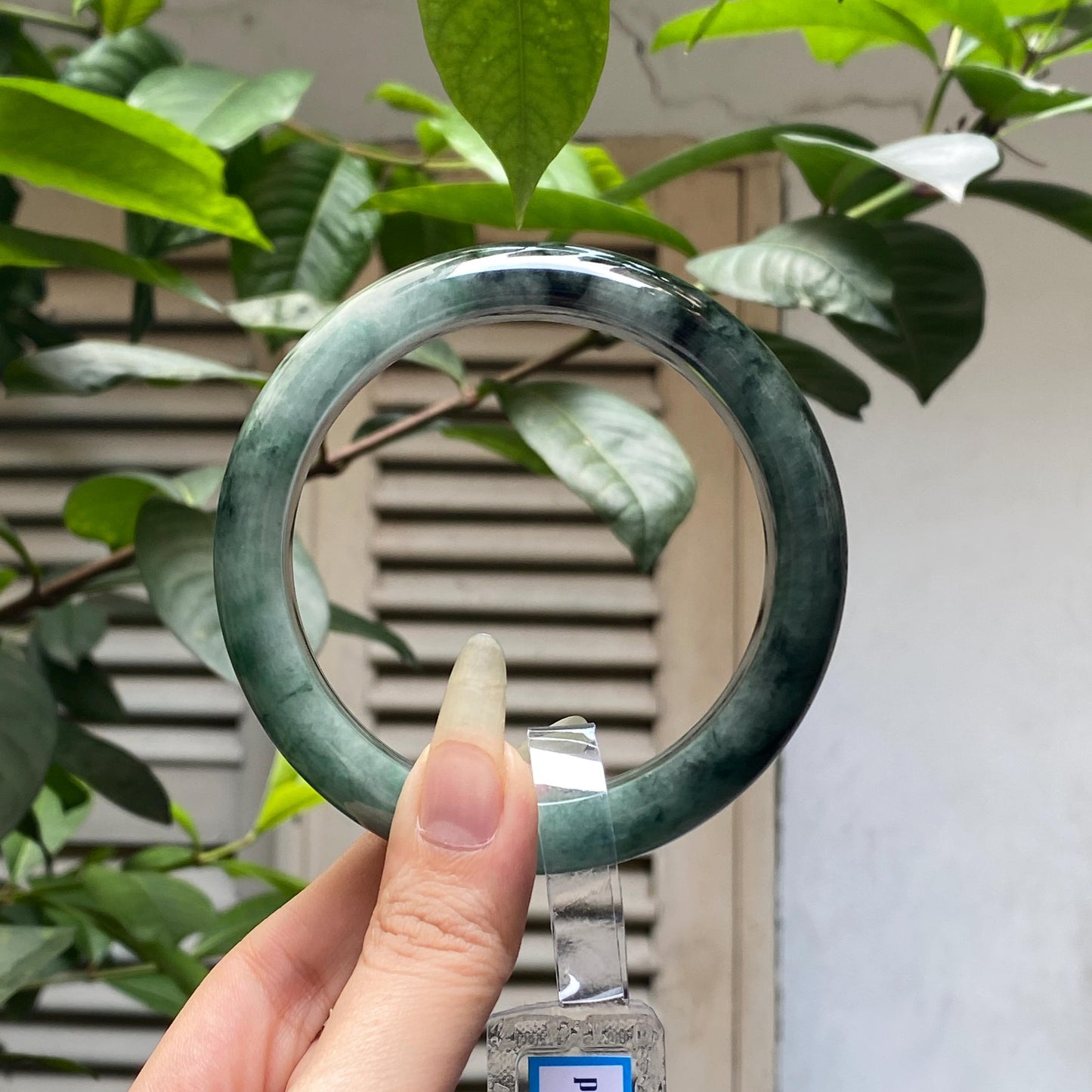 Yingmart 66mm PNJ325762 Certified Natural Color Grey Black Natural Jadeite Jade Bangle Bracelet, Real Gemstone, Gift for Her Mom Grandma