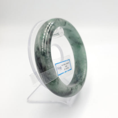 Yingmart 66mm PNJ325762 Certified Natural Color Grey Black Natural Jadeite Jade Bangle Bracelet, Real Gemstone, Gift for Her Mom Grandma