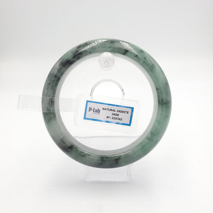 Yingmart 66mm PNJ325762 Certified Natural Color Grey Black Natural Jadeite Jade Bangle Bracelet, Real Gemstone, Gift for Her Mom Grandma