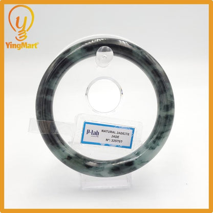 Yingmart 67mm PNJ325757 Certified Natural Color Grey Black Natural Jadeite Jade Bangle Bracelet, Real Gemstone, Gift for Her Mom Grandma