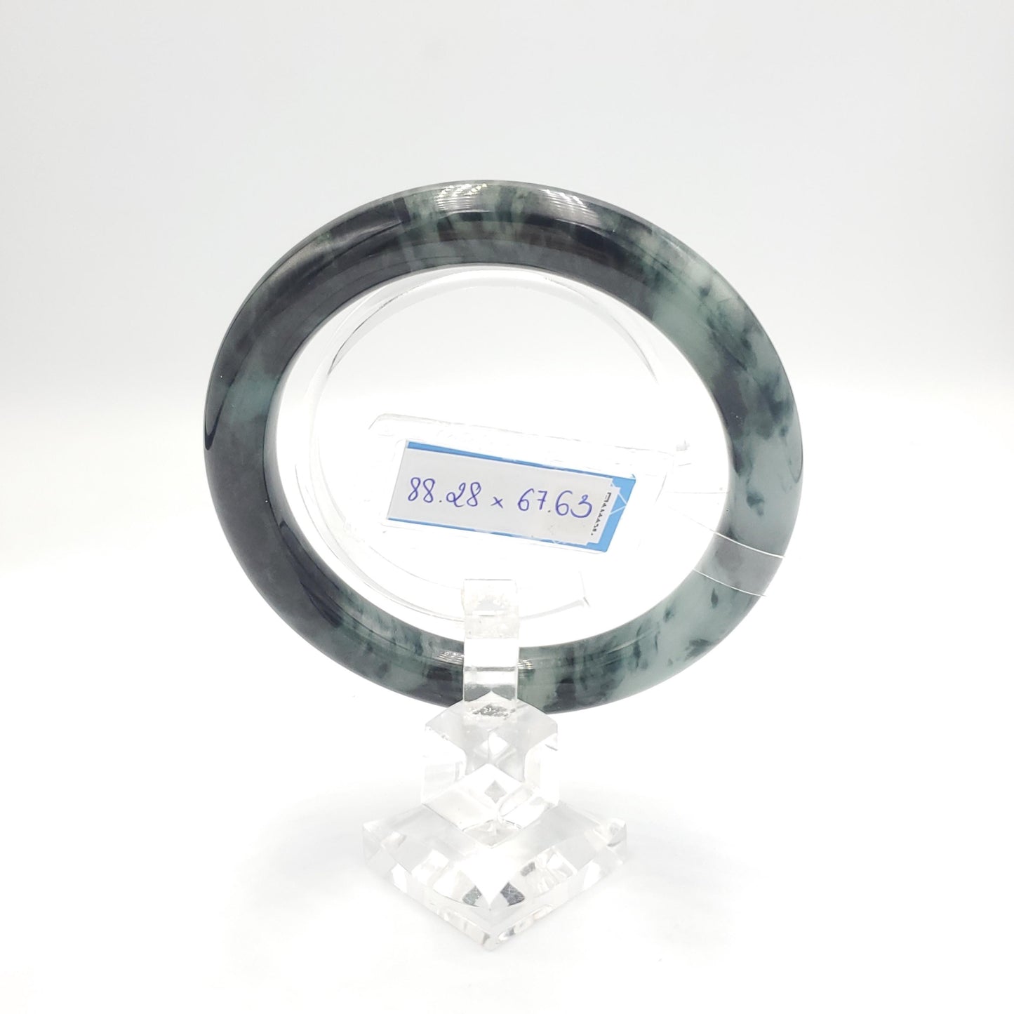 Yingmart 67mm PNJ325757 Certified Natural Color Grey Black Natural Jadeite Jade Bangle Bracelet, Real Gemstone, Gift for Her Mom Grandma