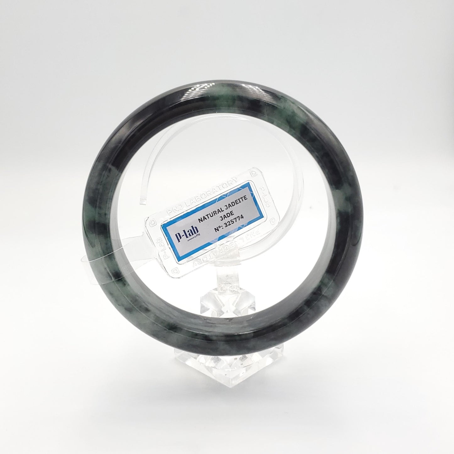 Yingmart 71mm PNJ325774 Certified Natural Color Black Grey Natural Jadeite Jade Bangle Bracelet, Real Gemstone, Gift for Her Mom Grandma
