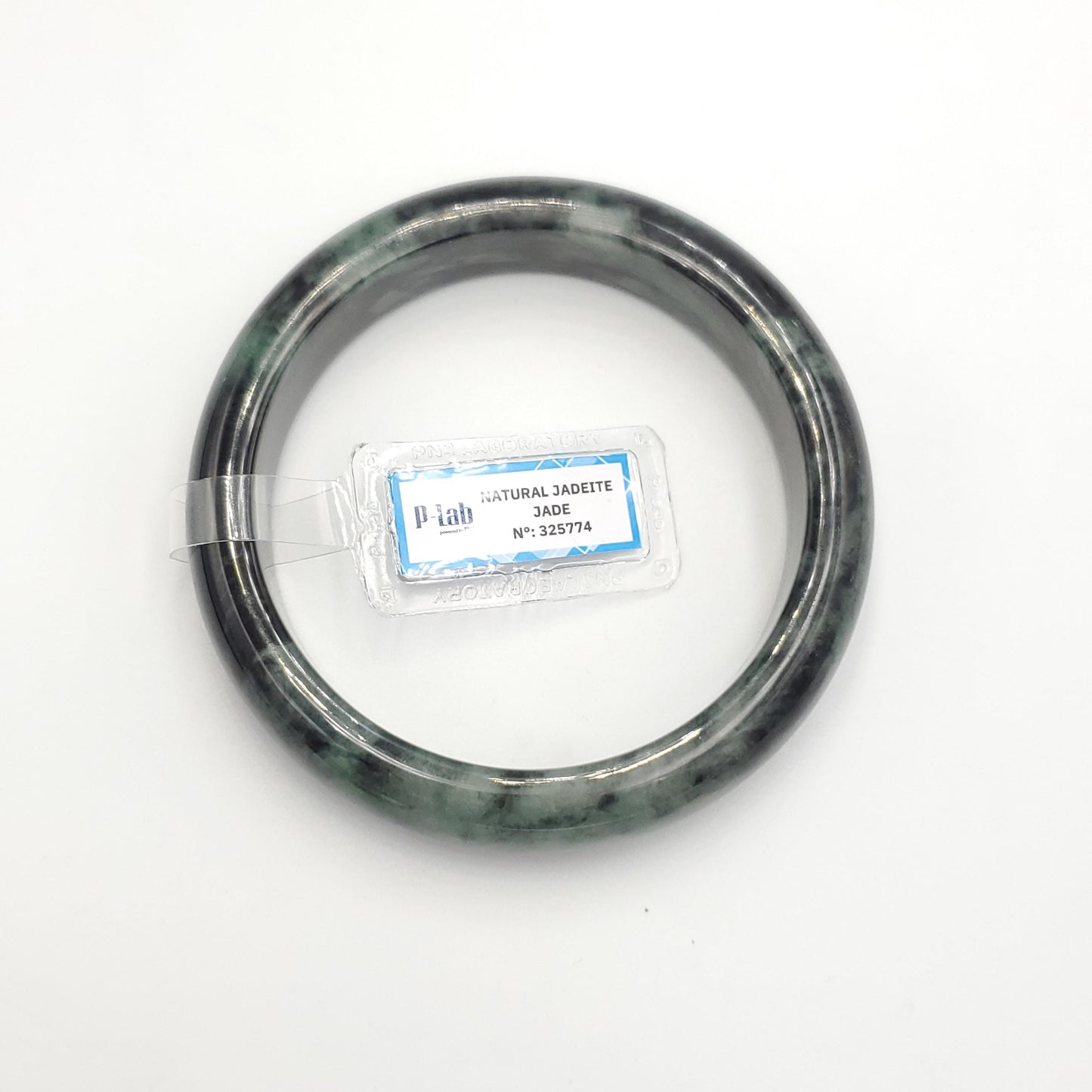 Yingmart 71mm PNJ325774 Certified Natural Color Black Grey Natural Jadeite Jade Bangle Bracelet, Real Gemstone, Gift for Her Mom Grandma