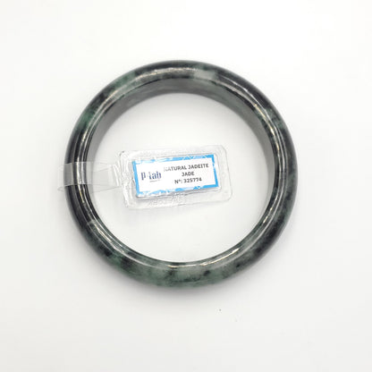 Yingmart 71mm PNJ325774 Certified Natural Color Black Grey Natural Jadeite Jade Bangle Bracelet, Real Gemstone, Gift for Her Mom Grandma