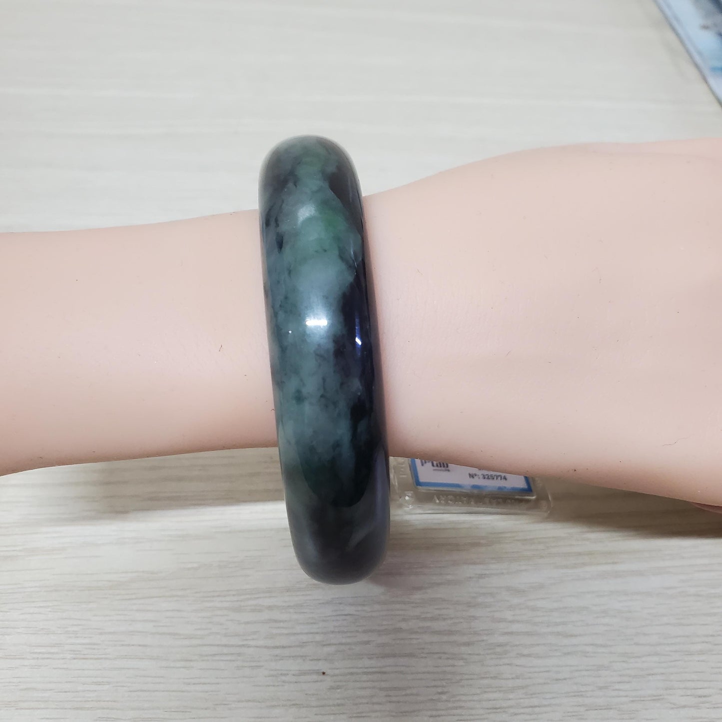 Yingmart 71mm PNJ325774 Certified Natural Color Black Grey Natural Jadeite Jade Bangle Bracelet, Real Gemstone, Gift for Her Mom Grandma