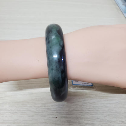 Yingmart 71mm PNJ325774 Certified Natural Color Black Grey Natural Jadeite Jade Bangle Bracelet, Real Gemstone, Gift for Her Mom Grandma