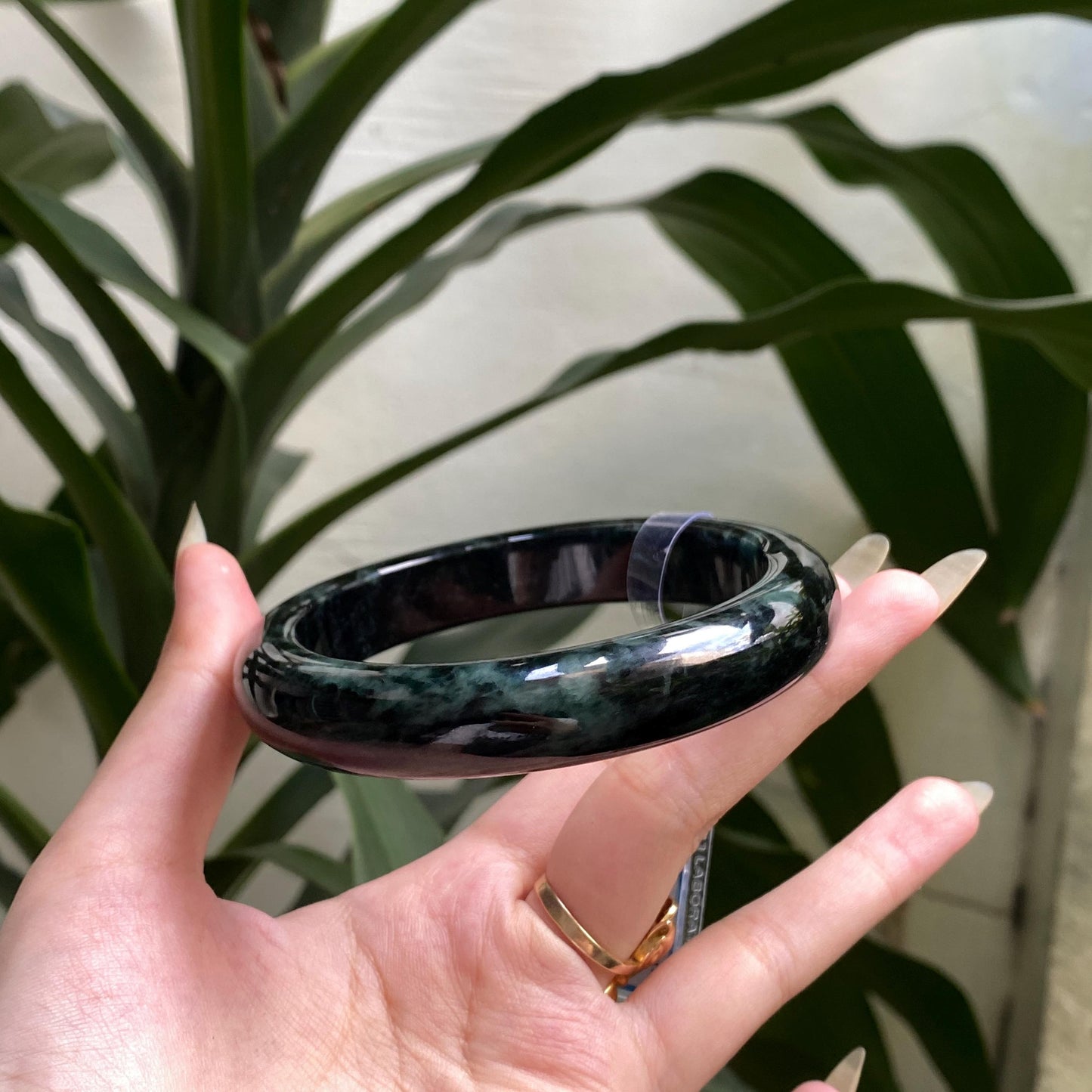 Yingmart 71mm PNJ325764 Certified Natural Color Black Grey Natural Jadeite Jade Bangle Bracelet, Real Gemstone, Gift for Her Mom
