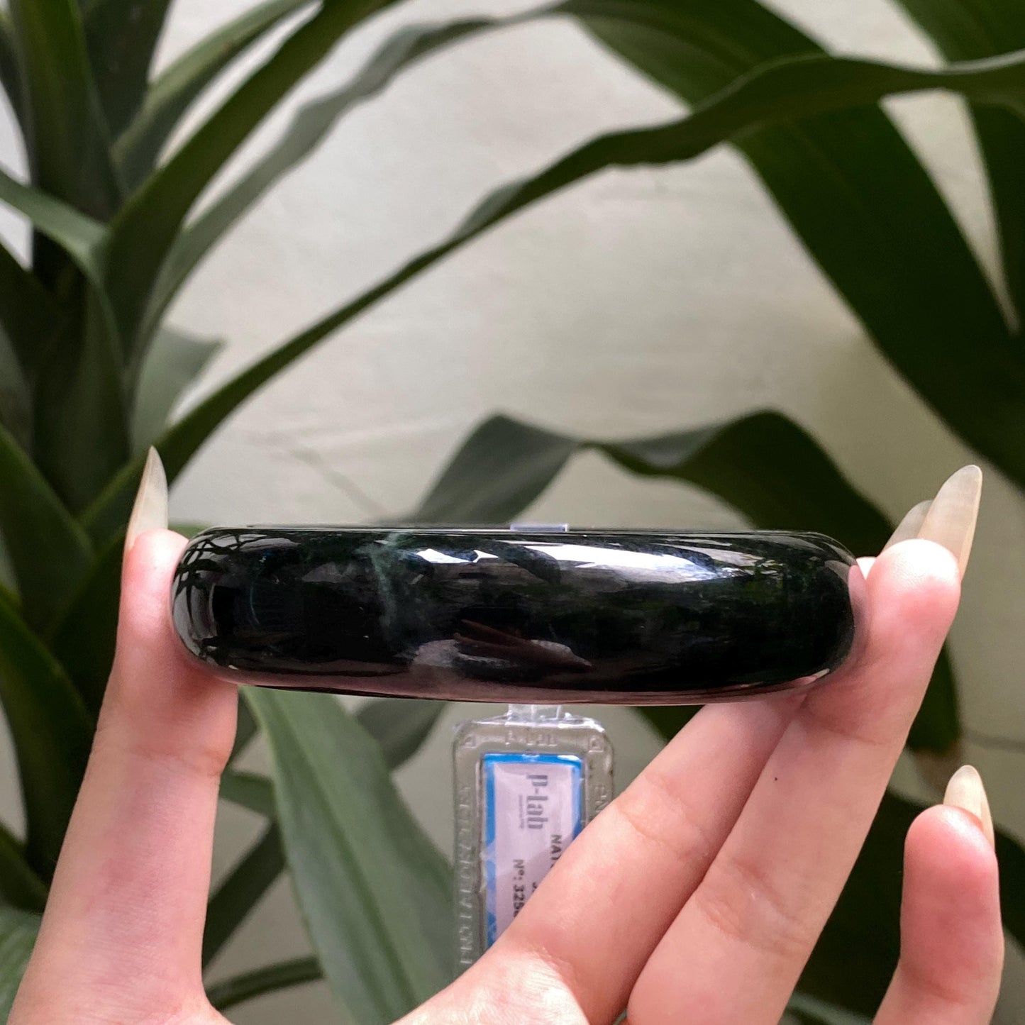 Yingmart 66mm PNJ325808 Certified Natural Color Grey, Black Natural Jadeite Jade Bangle Bracelet, Real Gemstone, Gift for Her Mom