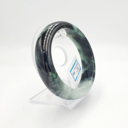 Jade Bangle 71mm PNJ325766 Certified | Natural Color Grey White, Brown, Grey, Black Jade Bangle Bracelet, Real Gemstone, Gift for Women, Men