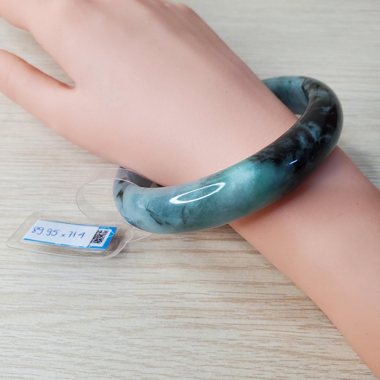 Jade Bangle 71mm PNJ325763 Certified | Natural Color Grey White, Very Light Purple, Brown, Black Jade Bangle Bracelet, Real Gemstone
