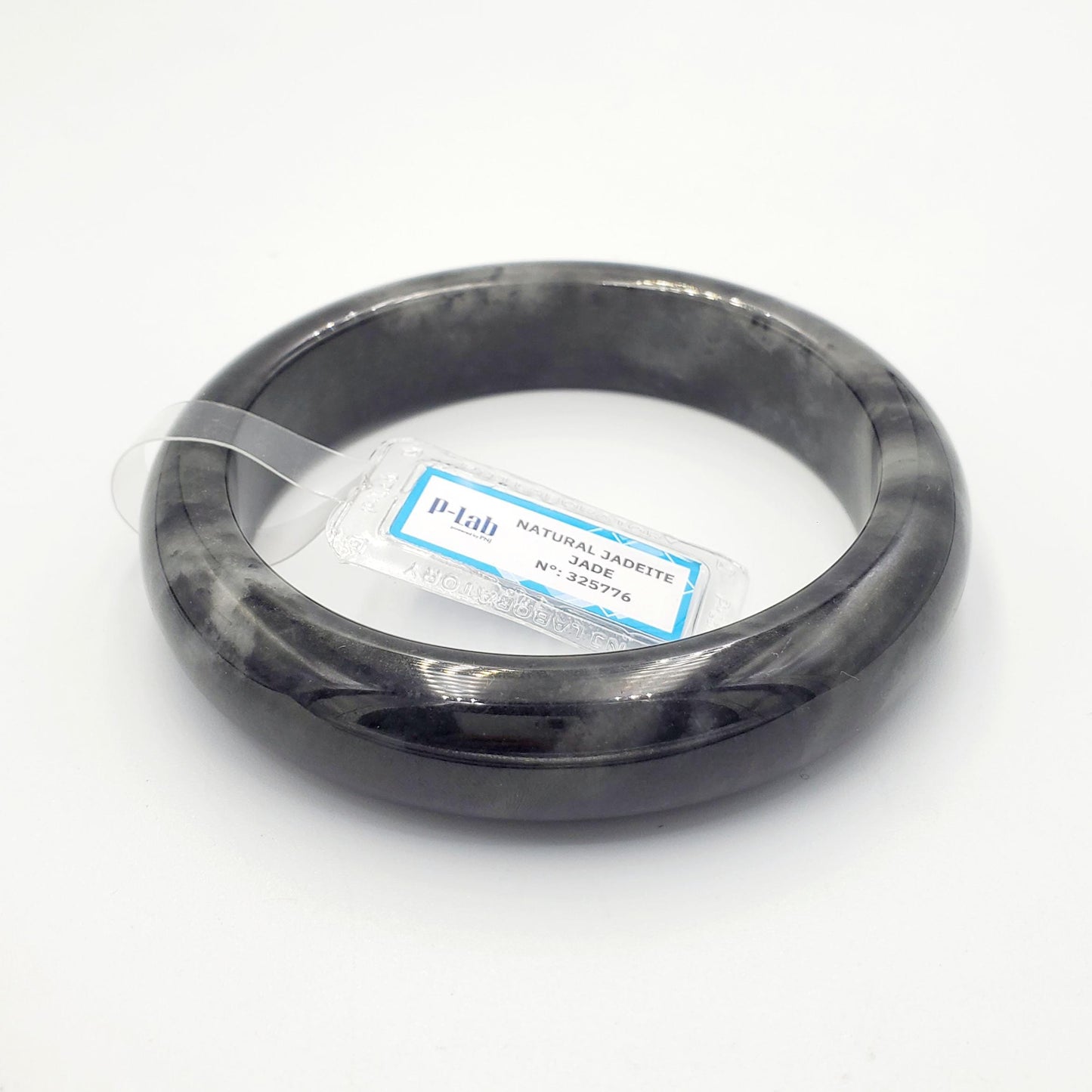 Jade Bangle 71mm PNJ325776 Certified | Natural Color Grey,White Grey, Black Jade Bangle Bracelet, Real Gemstone, Gift for Women, Men, Mother