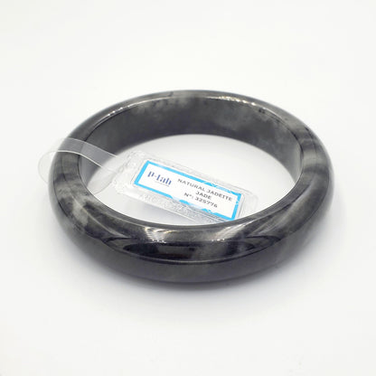 Jade Bangle 71mm PNJ325776 Certified | Natural Color Grey,White Grey, Black Jade Bangle Bracelet, Real Gemstone, Gift for Women, Men, Mother