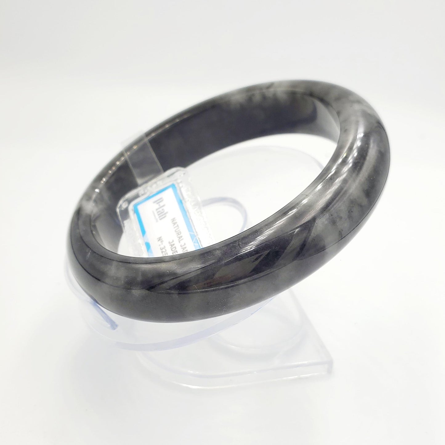 Jade Bangle 71mm PNJ325776 Certified | Natural Color Grey,White Grey, Black Jade Bangle Bracelet, Real Gemstone, Gift for Women, Men, Mother