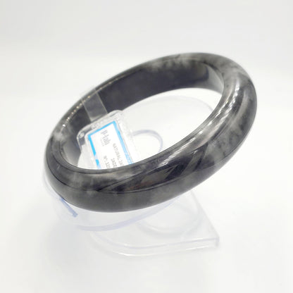 Jade Bangle 71mm PNJ325776 Certified | Natural Color Grey,White Grey, Black Jade Bangle Bracelet, Real Gemstone, Gift for Women, Men, Mother