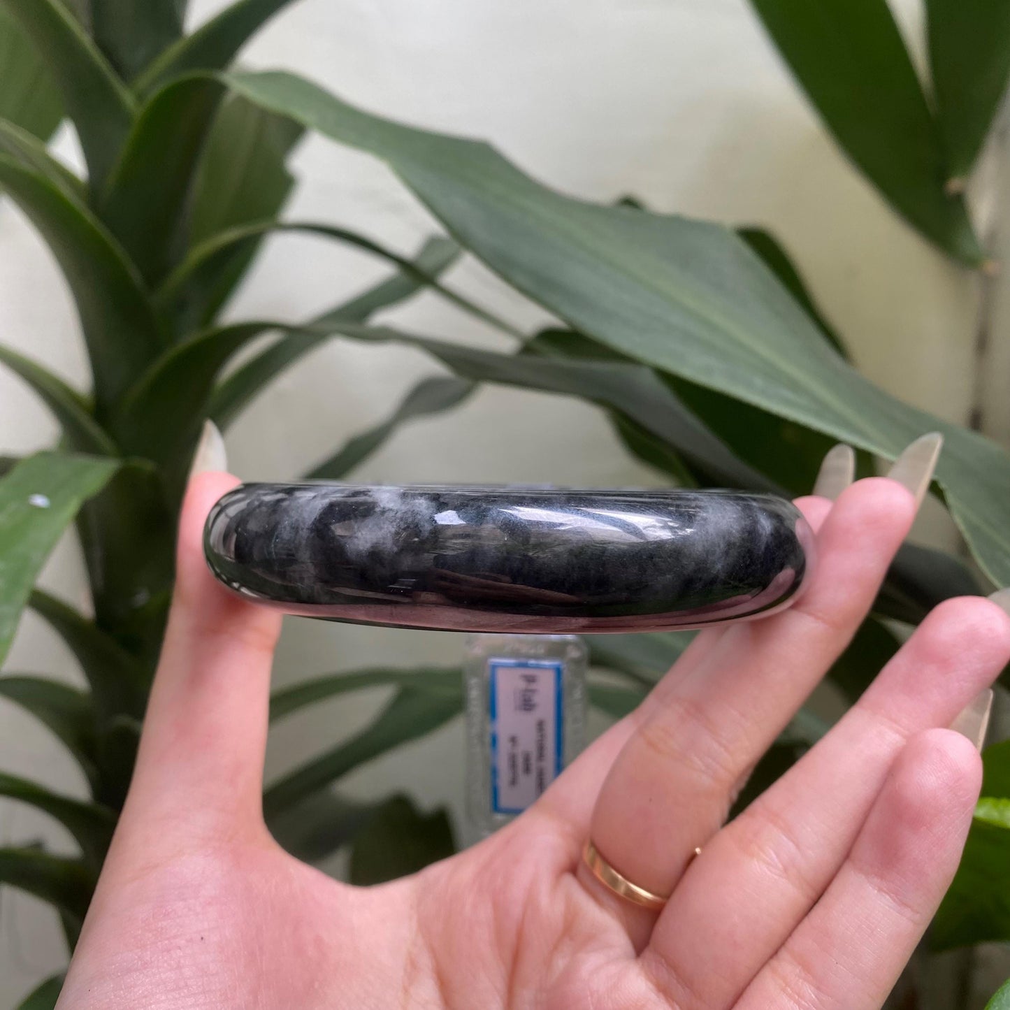 Jade Bangle 71mm PNJ325776 Certified | Natural Color Grey,White Grey, Black Jade Bangle Bracelet, Real Gemstone, Gift for Women, Men, Mother