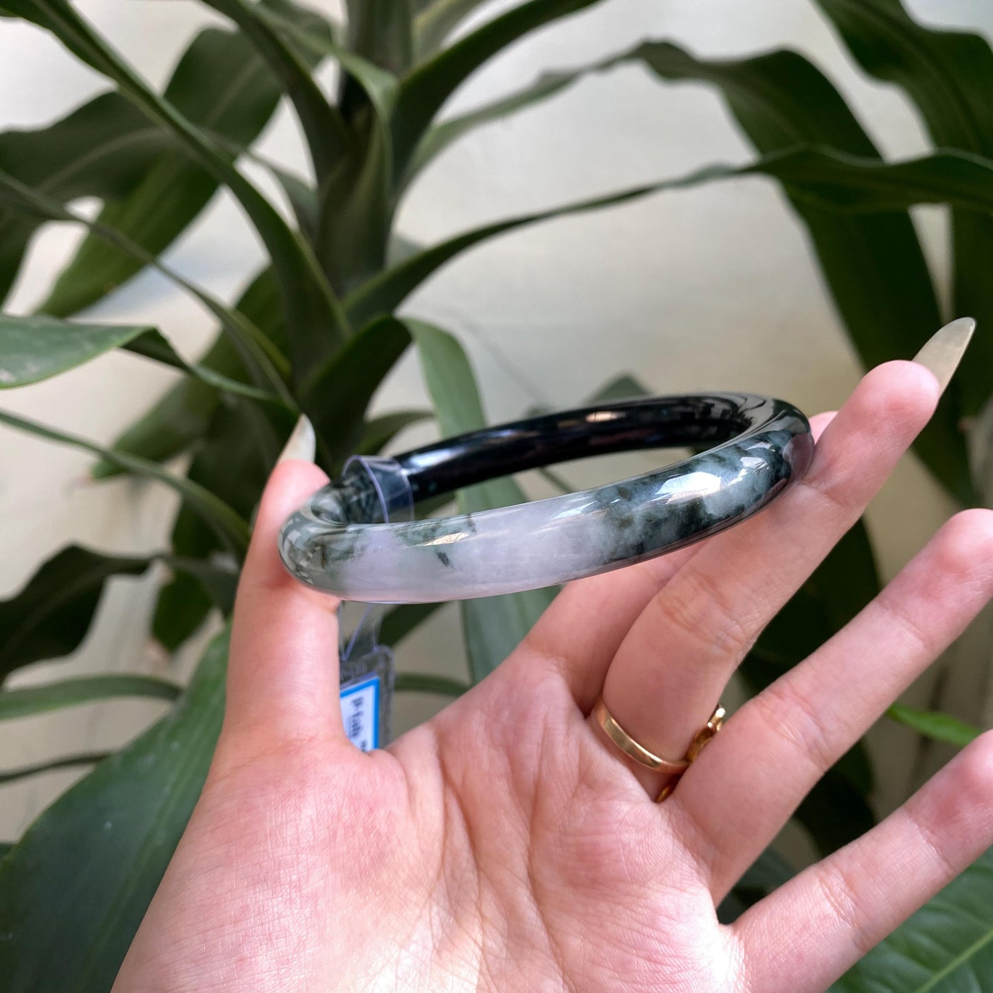 Jade Bangle 72mm PNJ325758 Certified | Natural Color Grey White, Very Light Purple, Brown, Grey, Black Jade Bangle Bracelet, Real Gemstone