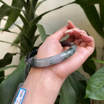 Jade Bangle 72mm PNJ325758 Certified | Natural Color Grey White, Very Light Purple, Brown, Grey, Black Jade Bangle Bracelet, Real Gemstone