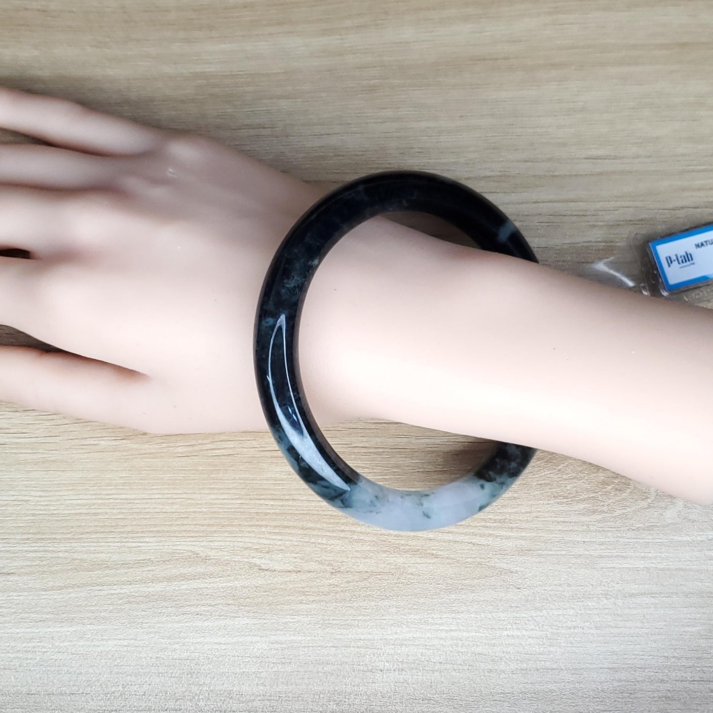 Jade Bangle 72mm PNJ325758 Certified | Natural Color Grey White, Very Light Purple, Brown, Grey, Black Jade Bangle Bracelet, Real Gemstone