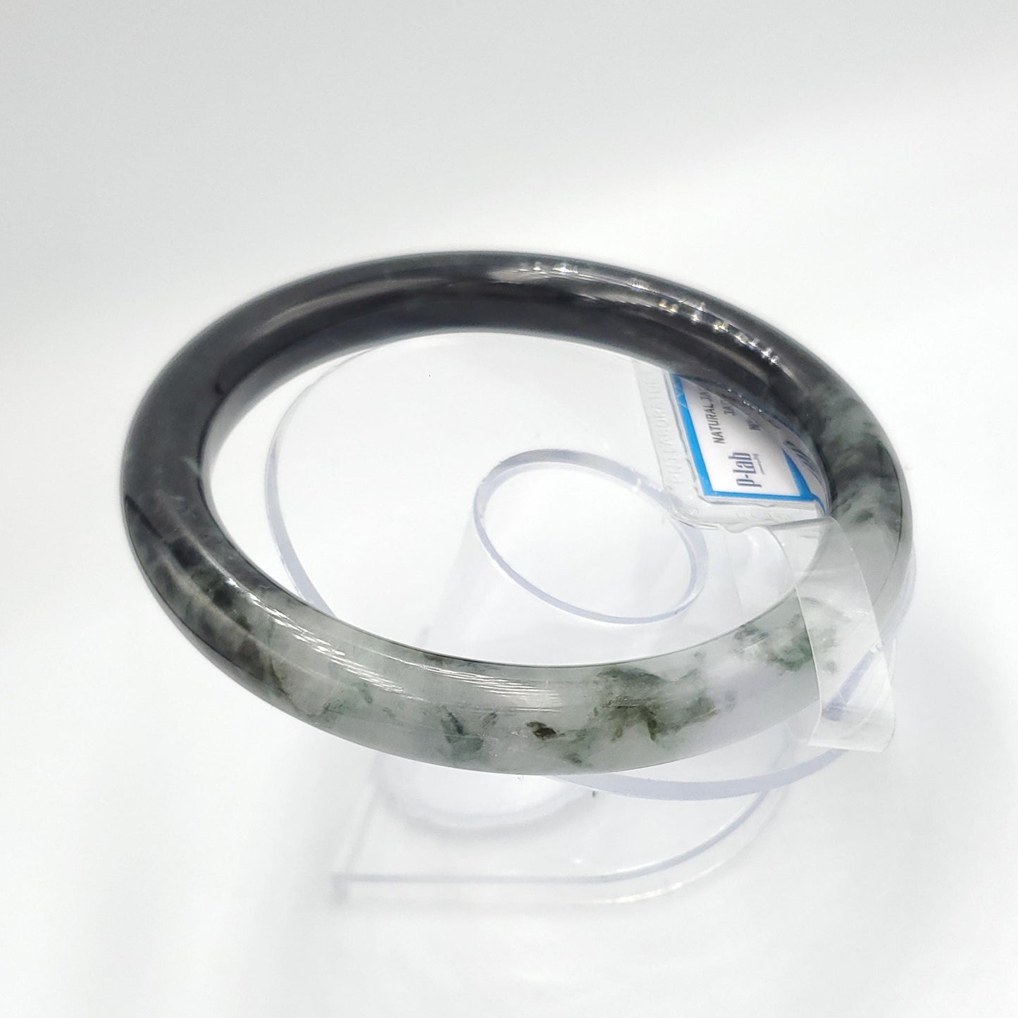Jade Bangle 72mm PNJ325758 Certified | Natural Color Grey White, Very Light Purple, Brown, Grey, Black Jade Bangle Bracelet, Real Gemstone