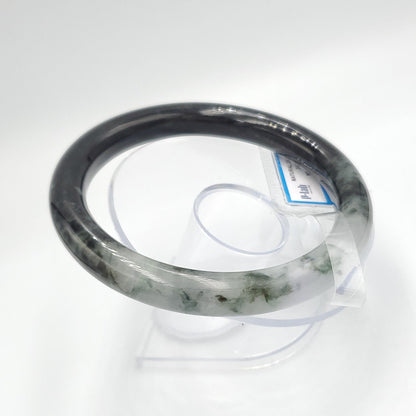 Jade Bangle 72mm PNJ325758 Certified | Natural Color Grey White, Very Light Purple, Brown, Grey, Black Jade Bangle Bracelet, Real Gemstone