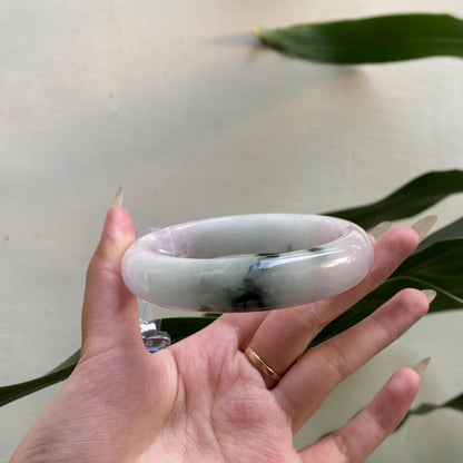 Jade Bangle 71mm PNJ325761 Certified | Natural Color Grey White, Purplish White, Brown, Grey, Black Jade Bangle Bracelet, Real Gemstone