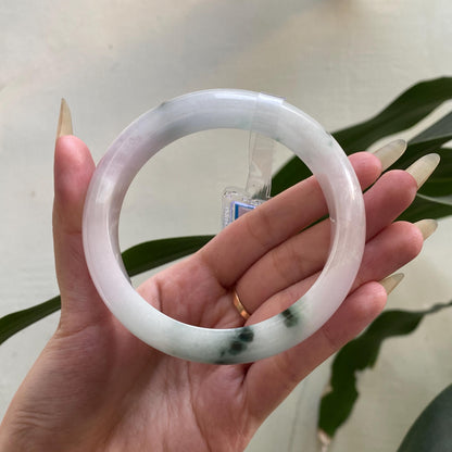 Jade Bangle 71mm PNJ325761 Certified | Natural Color Grey White, Purplish White, Brown, Grey, Black Jade Bangle Bracelet, Real Gemstone