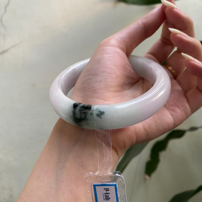 Jade Bangle 71mm PNJ325761 Certified | Natural Color Grey White, Purplish White, Brown, Grey, Black Jade Bangle Bracelet, Real Gemstone