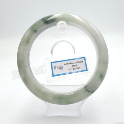 Jade Bangle 66mm PNJ325759 Certified | Natural Color Grey White, Grey, Brown Jade Bangle Bracelet, Real Gemstone, Gift for Women, Men