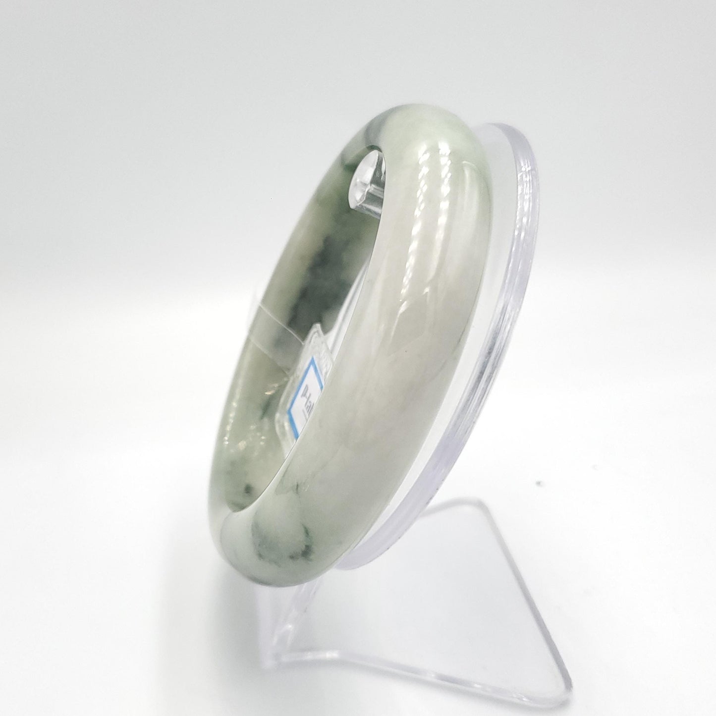 Jade Bangle 66mm PNJ325759 Certified | Natural Color Grey White, Grey, Brown Jade Bangle Bracelet, Real Gemstone, Gift for Women, Men
