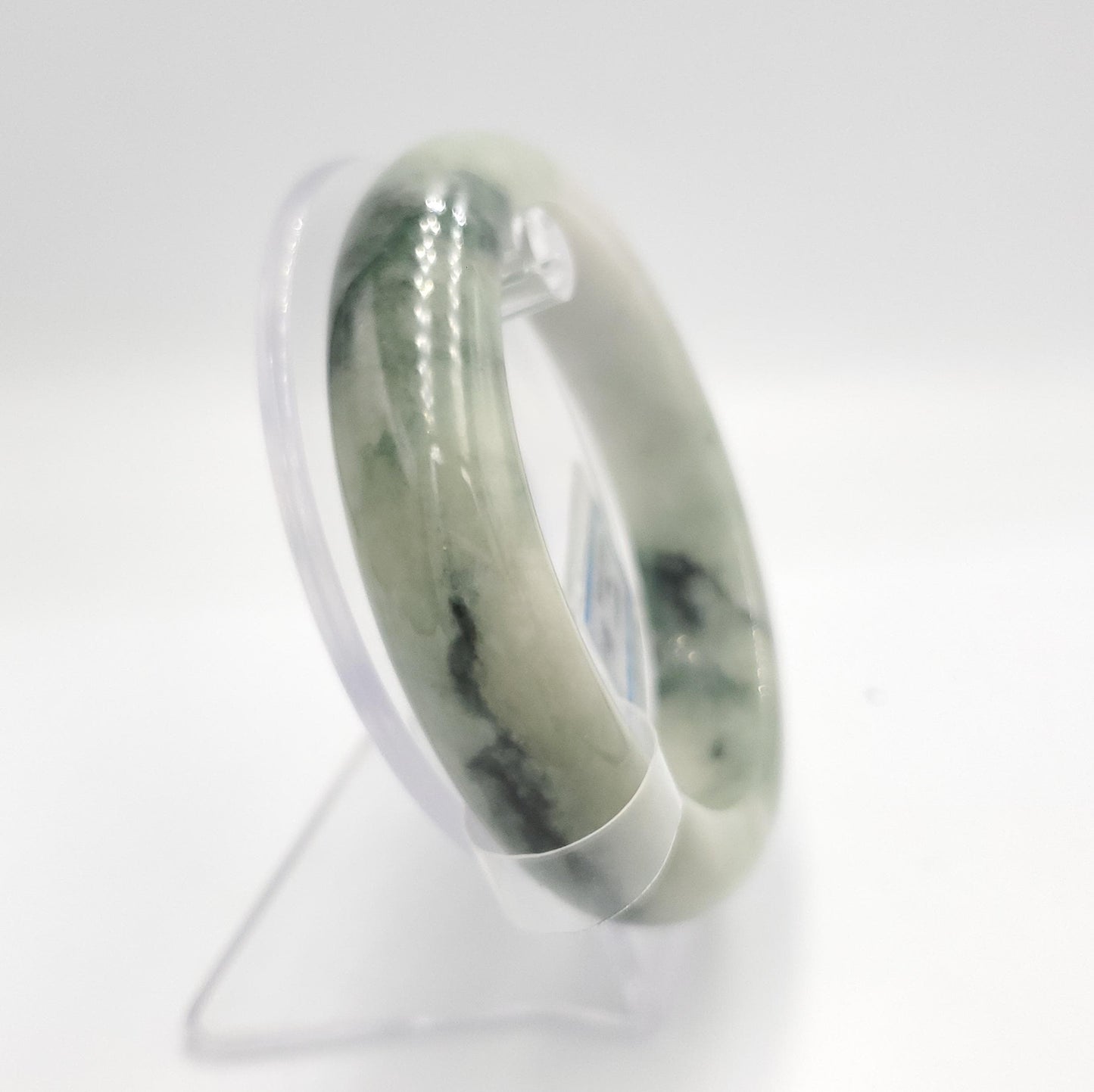 Jade Bangle 66mm PNJ325759 Certified | Natural Color Grey White, Grey, Brown Jade Bangle Bracelet, Real Gemstone, Gift for Women, Men