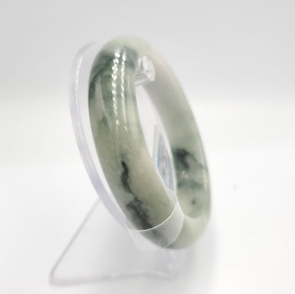 Jade Bangle 66mm PNJ325759 Certified | Natural Color Grey White, Grey, Brown Jade Bangle Bracelet, Real Gemstone, Gift for Women, Men
