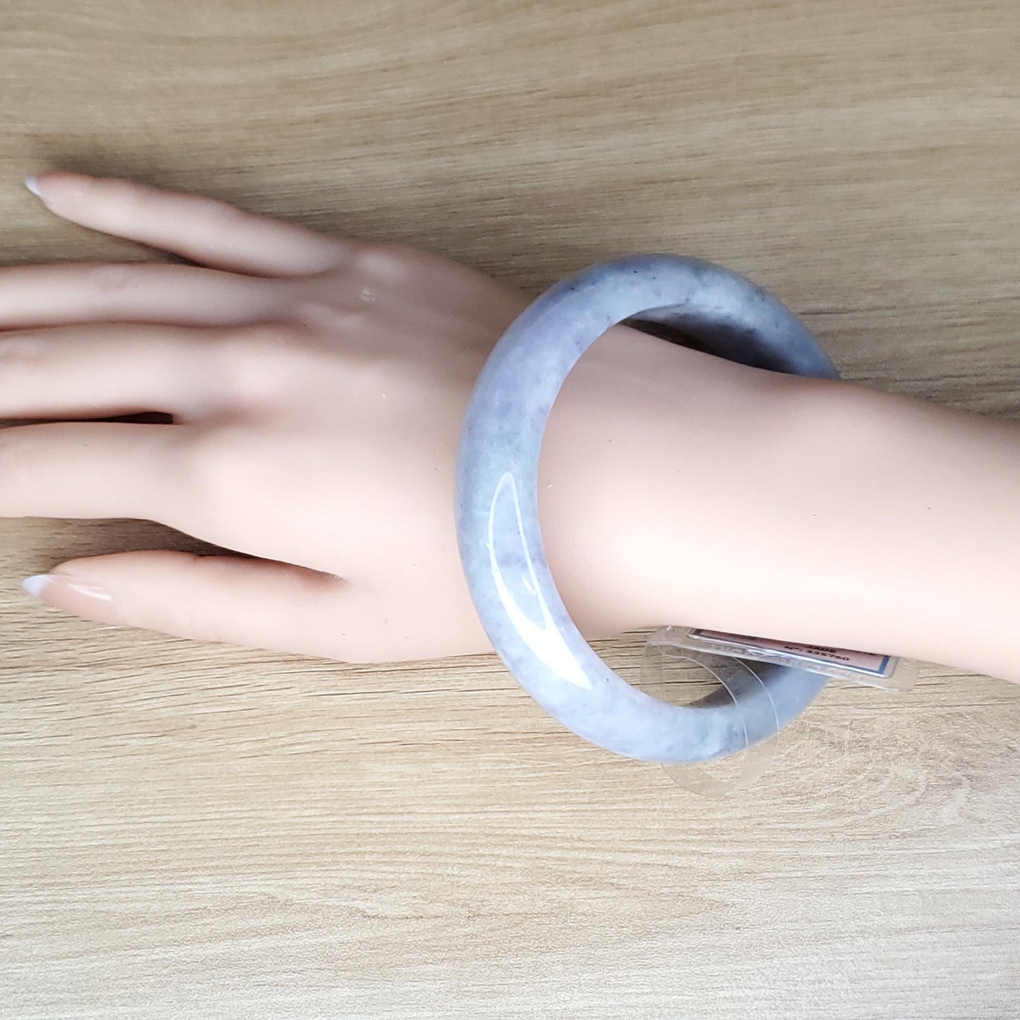 Jade Bangle 71mm PNJ325760 Certified | Natural Color Grey White, Very Light Purple Jade Bangle Bracelet, Real Gemstone, Gift for Women, Men