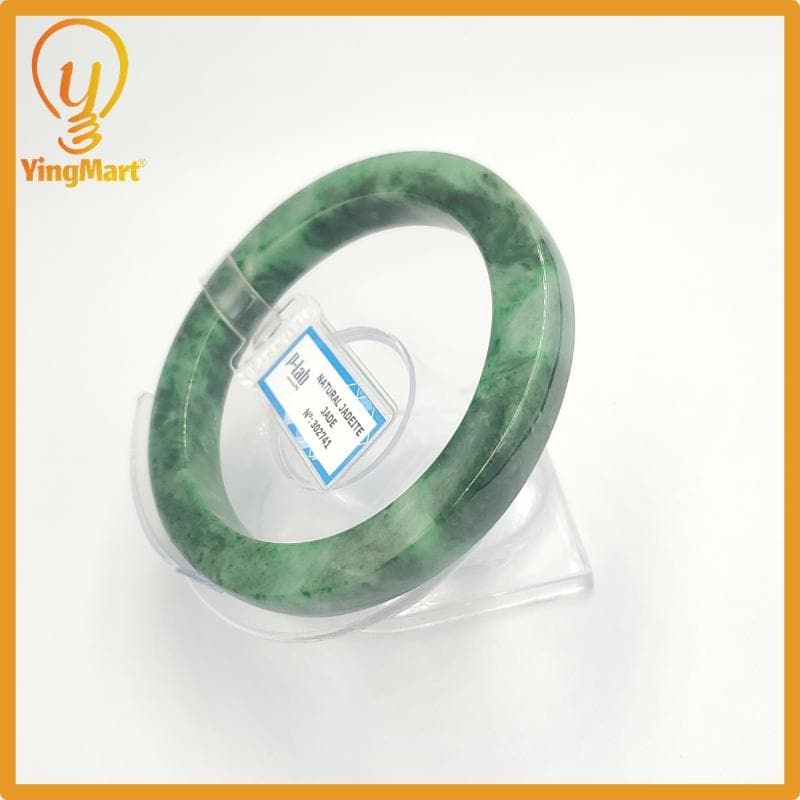 Yingmart  60mm PNJ302741 Certified Natural Color Dark Green Black Natural Jadeite Jade Bangle Bracelet, Real Gemstone, Gift for Her Mom