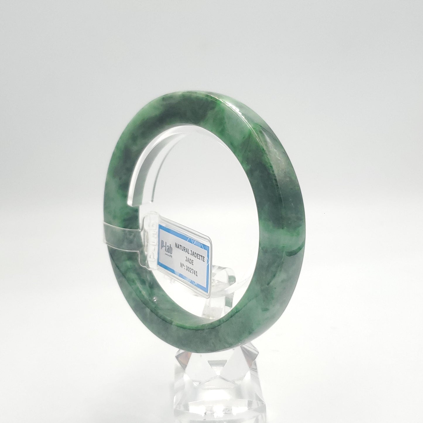 Yingmart  60mm PNJ302741 Certified Natural Color Dark Green Black Natural Jadeite Jade Bangle Bracelet, Real Gemstone, Gift for Her Mom