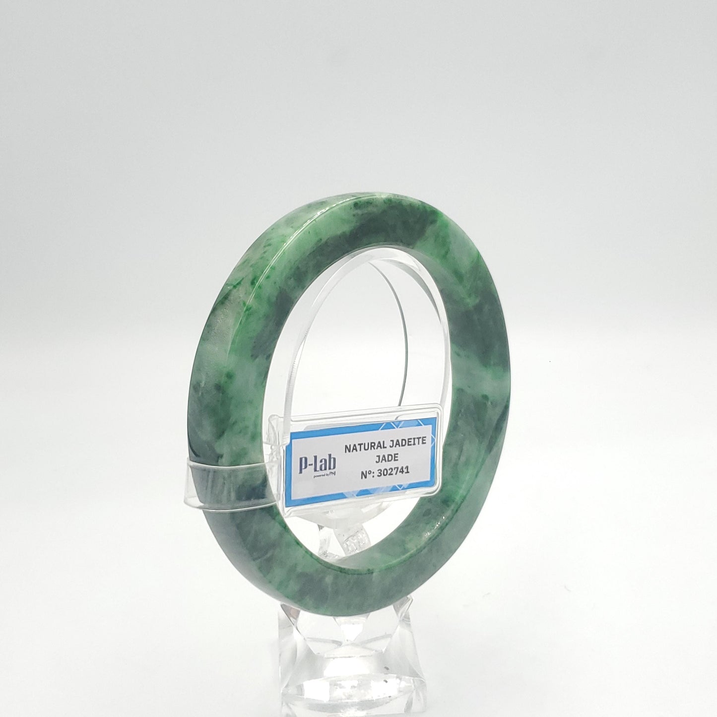 Yingmart  60mm PNJ302741 Certified Natural Color Dark Green Black Natural Jadeite Jade Bangle Bracelet, Real Gemstone, Gift for Her Mom