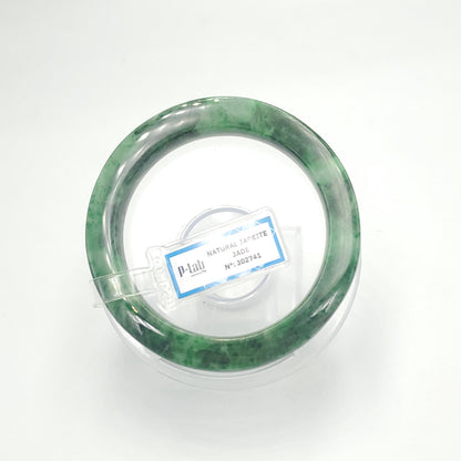 Yingmart  60mm PNJ302741 Certified Natural Color Dark Green Black Natural Jadeite Jade Bangle Bracelet, Real Gemstone, Gift for Her Mom