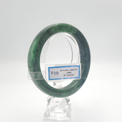 Yingmart  60mm PNJ302743 Certified Natural Color Dark Green Black Natural Jadeite Jade Bangle Bracelet, Real Gemstone, Gift for Her Mom