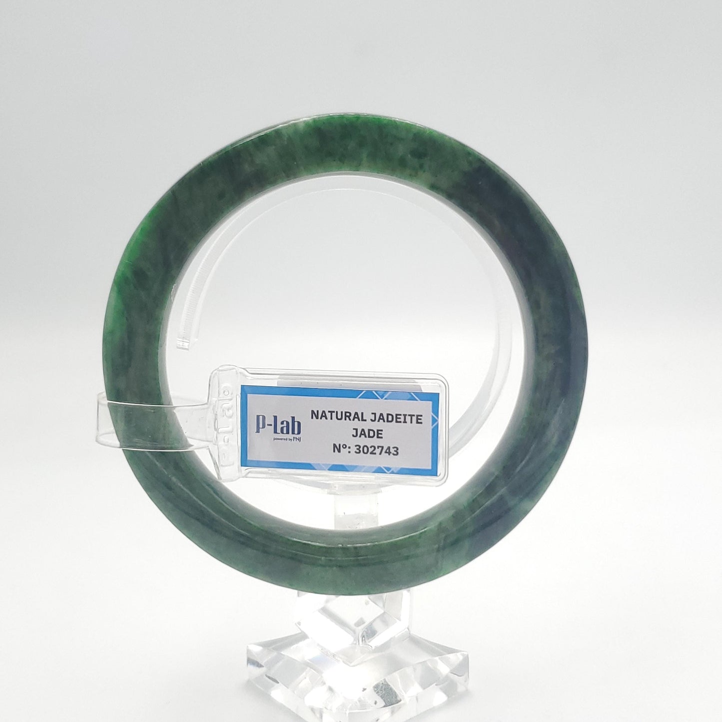 Yingmart  60mm PNJ302743 Certified Natural Color Dark Green Black Natural Jadeite Jade Bangle Bracelet, Real Gemstone, Gift for Her Mom